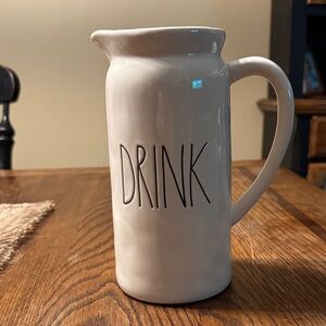 Rae Dunn Cream Ceramic 'DRINK' Pitcher